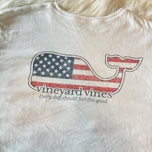 Vineyard Vines Mens‎ Shirt Large White American Flag Whale Short Sleeve Cotton